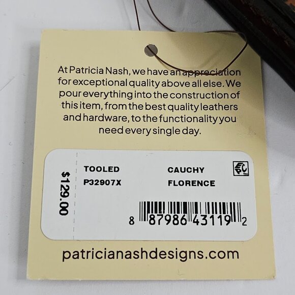 NWT PATRICIA NASH Cauchy Wallet FLORENCE BROWN Tooled Leather Bi-fold Frame RFID - Picture 4 of 7